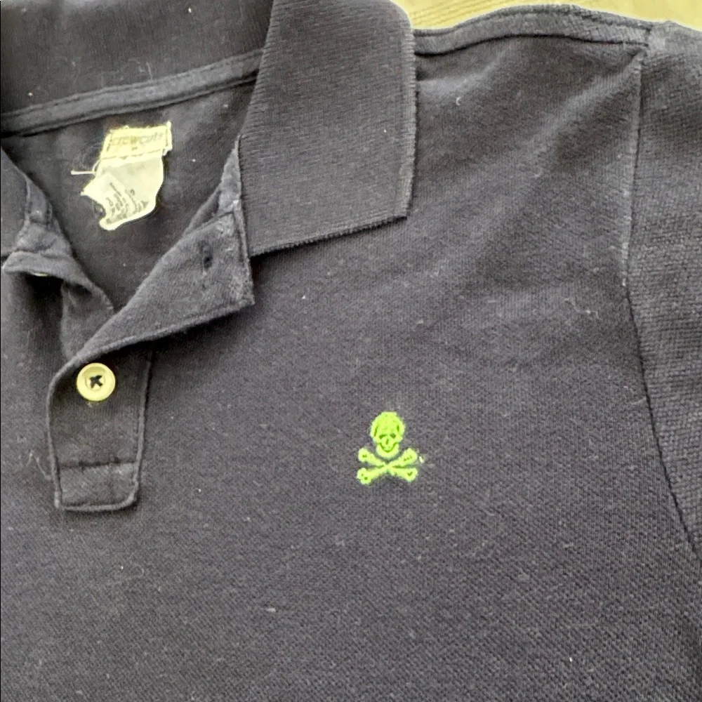 Crewcuts Navy Polo with Skull Crossbone Green Logo